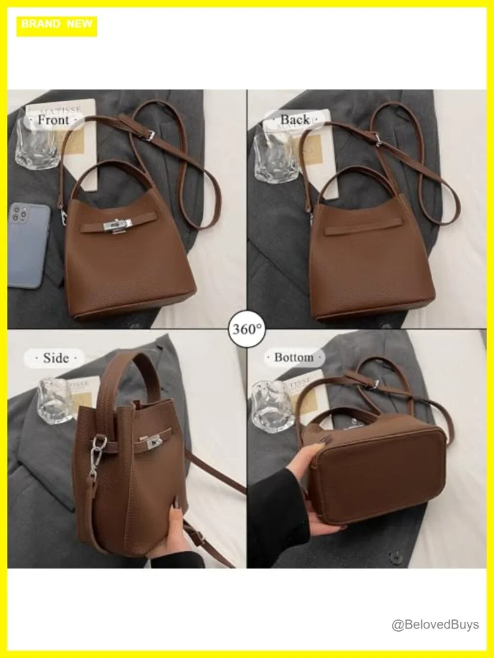 Faux Leather Bucket Bag for Women - Top Handle Satchel Purse - Handbag Shoulder